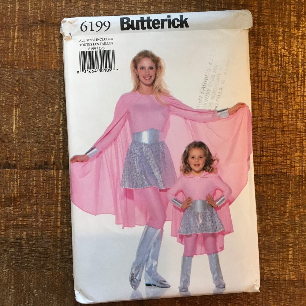 Butterick Sewing Pattern 6199 Misses Girls Superhero Jumpsuit Cape Skirt UNCUT